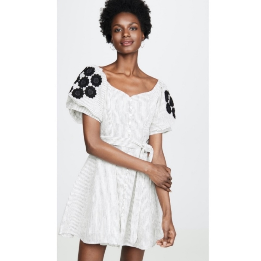 Innika Choo striped linen, belted dress. Size 1 (Small)